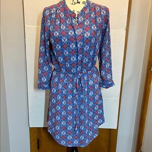 Daniel Rainn Multicolor 3/4 Sleeve blouson Cinch Waist Dress